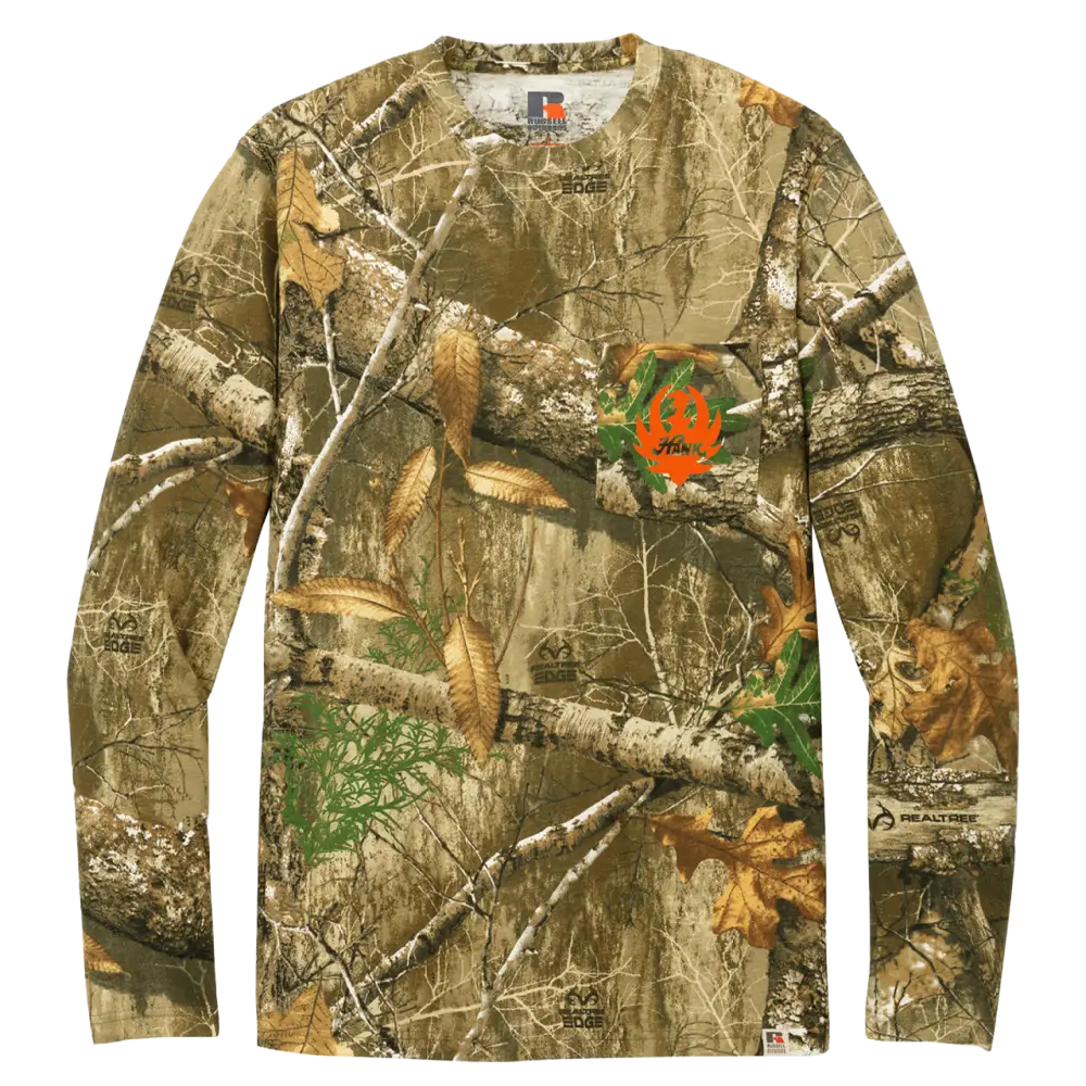 Camouflage long-sleeved shirt with pocket.