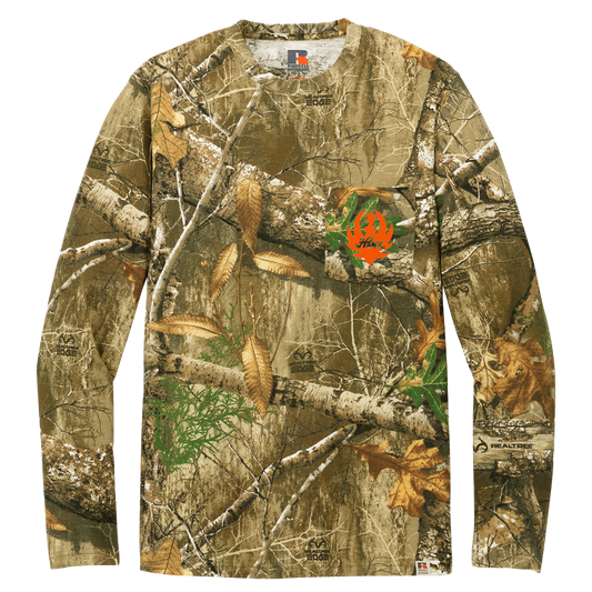 Camouflage long-sleeved shirt with pocket.