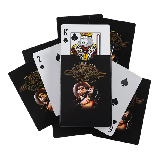 Deck of playing cards featuring Johnny Cash imagery on the backs.